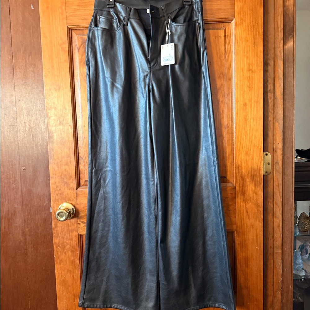 a.n.a Black Faux Leather Wide Leg Pants